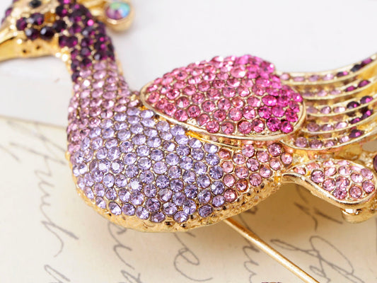 Exotic Purple Lavender Peacock Pea Train Pin Brooch