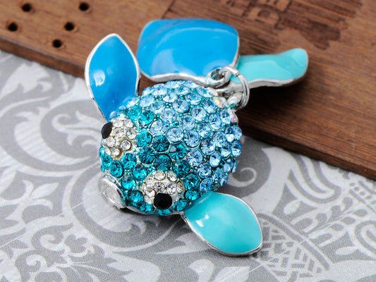 Enamel Sea Blue Cartoon Dangle Fish Pin Brooch