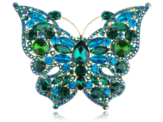 Emerald Green Colored Butterfly Brooch Pin