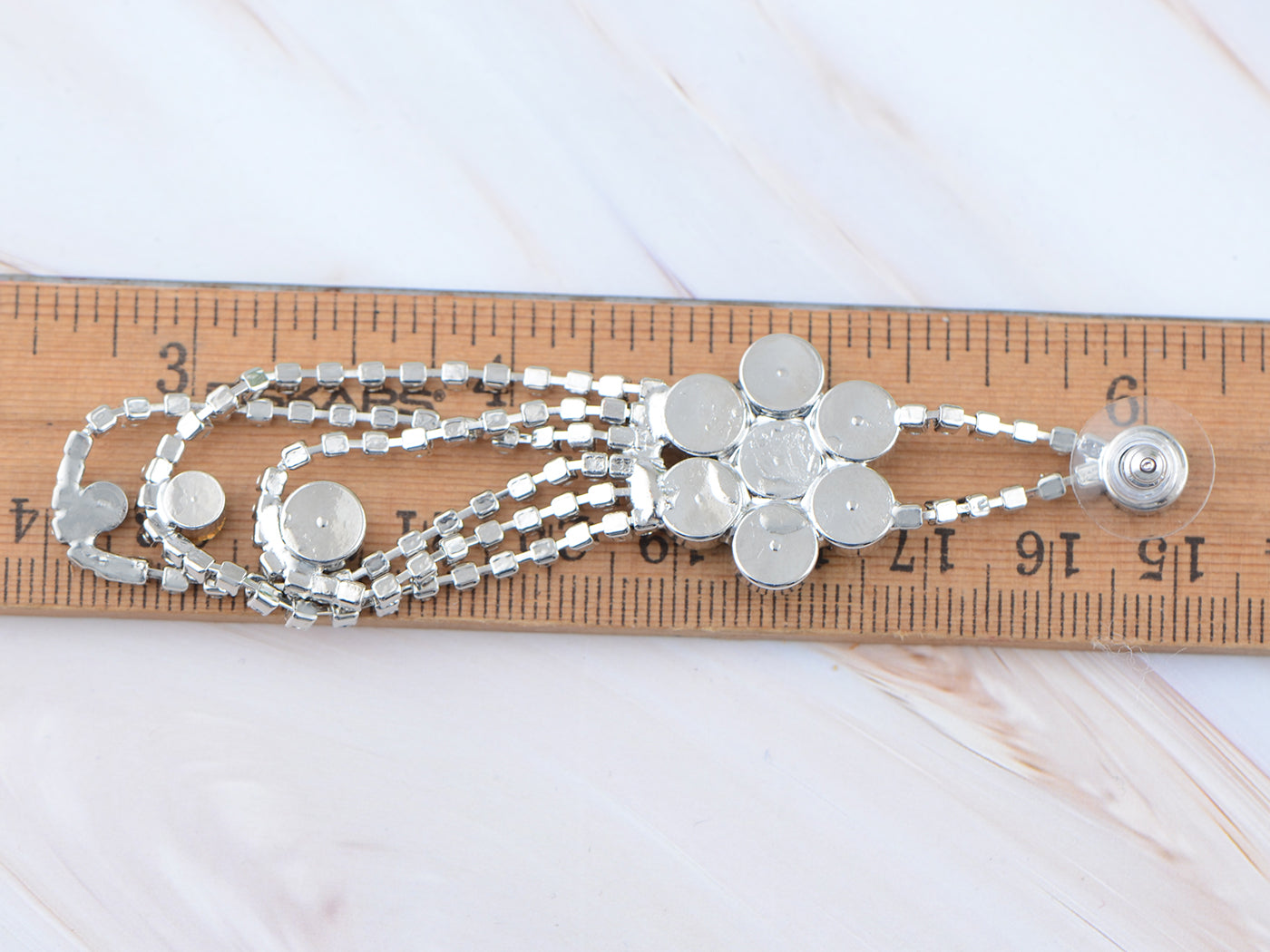 Swarovski Crystal Aquamarine Blue Zircon Flower Vine Long Dangle Drop Earrings