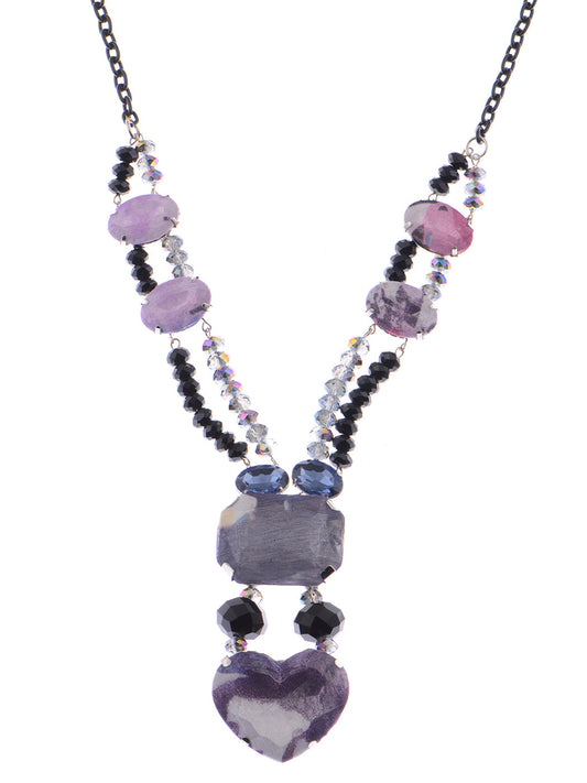 Neon Light 1980 Disco Fabric Overlay Heart Love Long Necklace