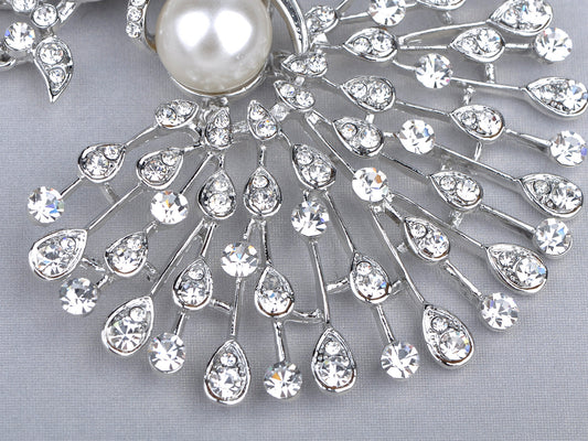 Pearl Peacock Bird Necklace Earrings Set