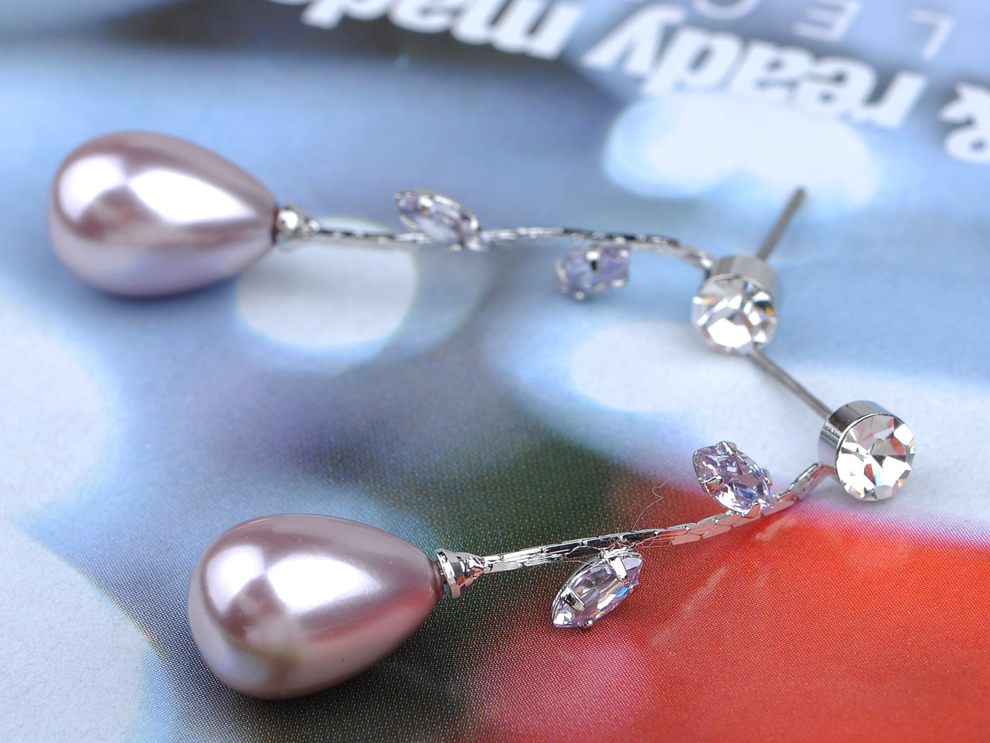 Swarovski Crystal Teardrop Pearl Floral Flower Necklace Earrings Set