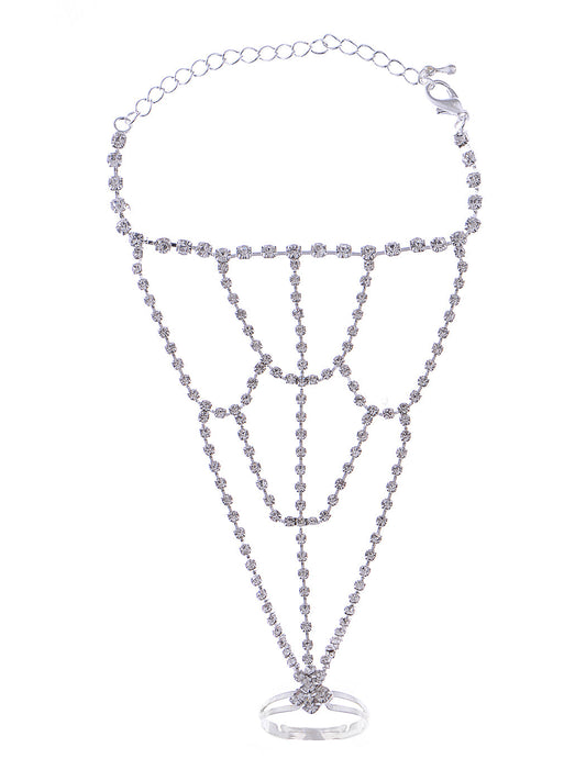 Three Leaf Clover Bracelet Finger Ring Hand Chain