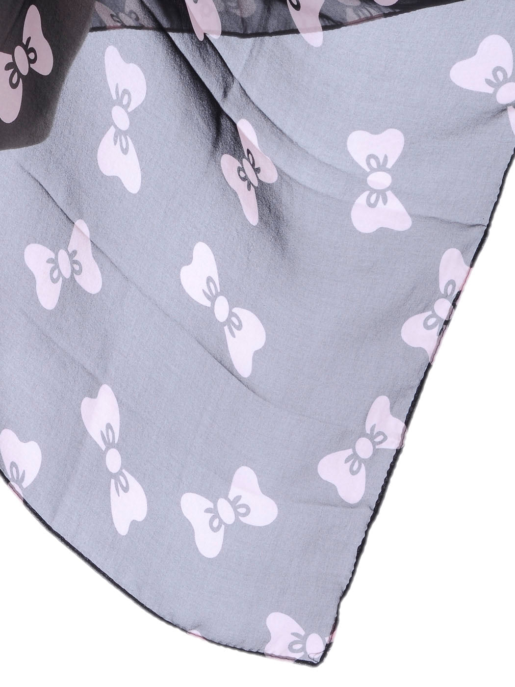 Retro Black And Pink Ribbon Bow Semi Sheer Scarf