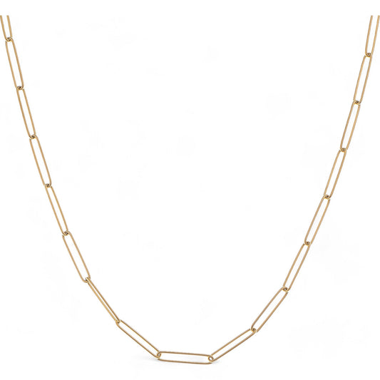 Minimalist Gold Tone Paperclip Chain Necklace Simple Modern Design