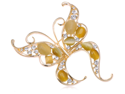 Abstract Butterfly Outline Opal Pin Brooch