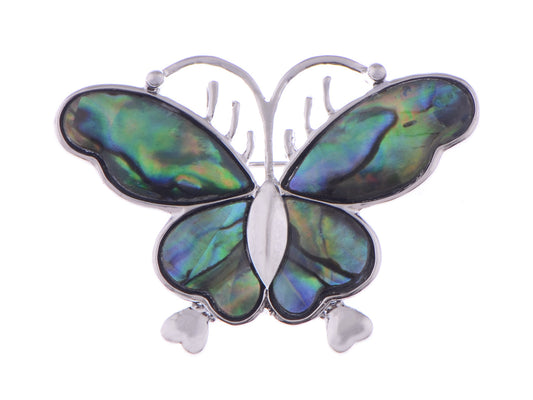Abalone Colored Dark Butterfly Insect Wings Brooch Pin