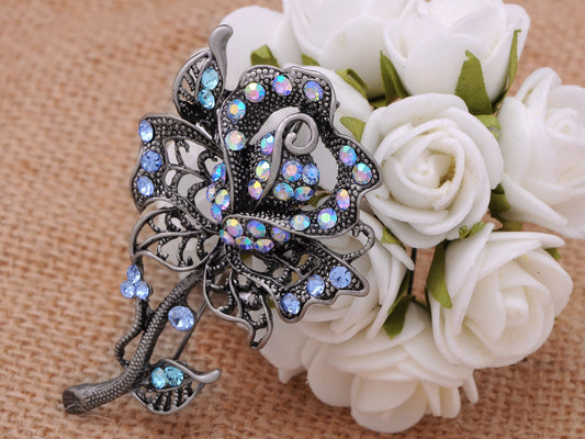 Old Antique Rose Flower Jewel Pin Brooch