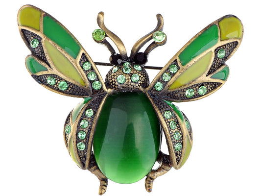 Peridot Green Ladybug Fly Insect Jewelry Brooch Pin