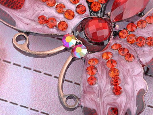 Dazzling Romantic Ruby Red Butterfly Enamel Paint Brooch Pin