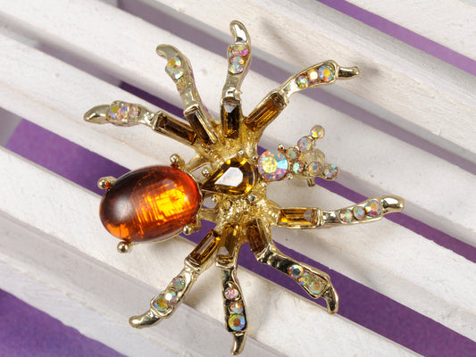 Warm Amber Spider Jewelry Pin Brooch