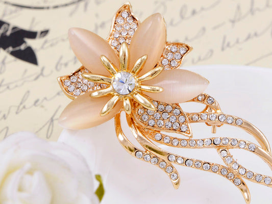 Rhine Peach Petal Trailing Floral Pin Brooch