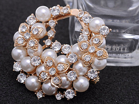 Pearl Flower Cluster Pin Brooch