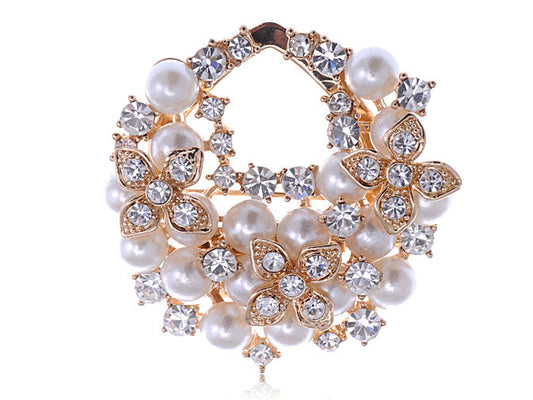 Pearl Flower Cluster Pin Brooch