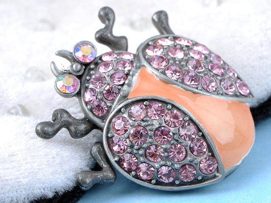 Fun Rose Pink Ladybug Insect Jewelry Pin Brooch