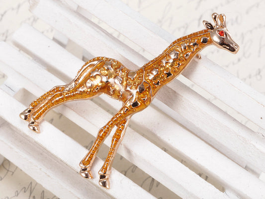 Yellow Animal Giraffe Spotted Texture Brooch Pin