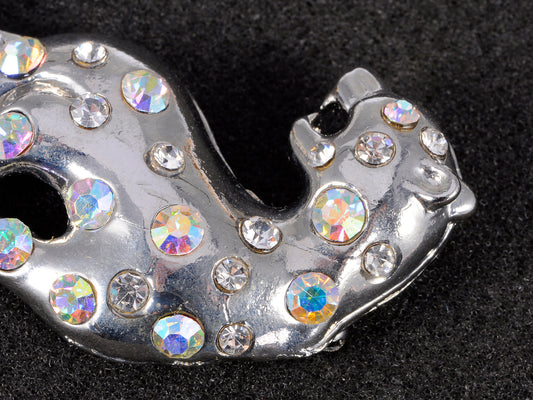 Silver Leopard Cheetah Cat Cub Pin Brooch