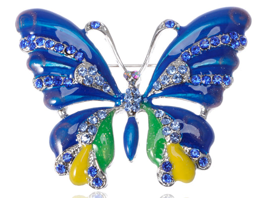 Blue Glitter Butterfly Brooch Pin
