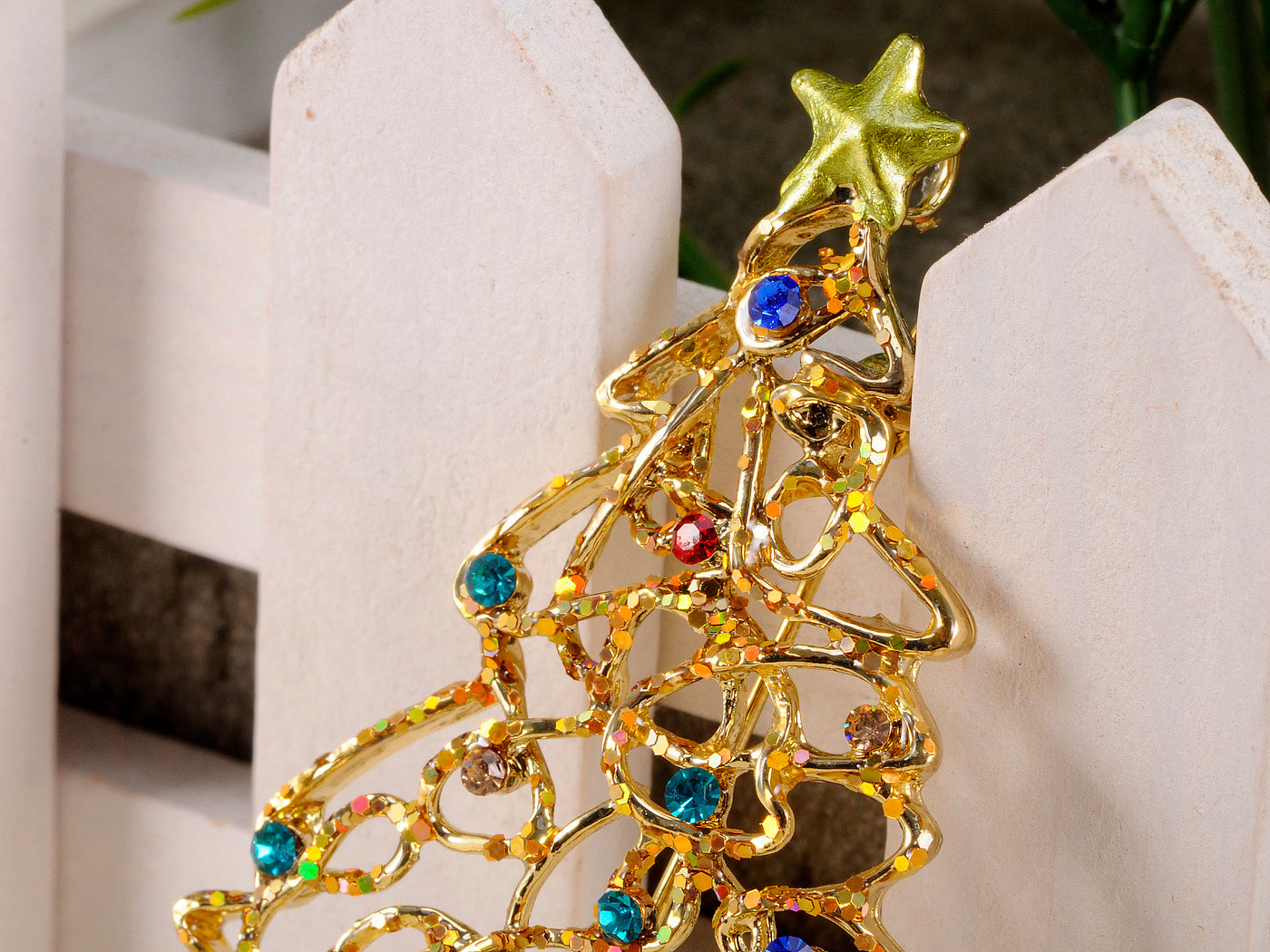 Christmas Joy Frost Lit Tree Ornament Pin Brooch