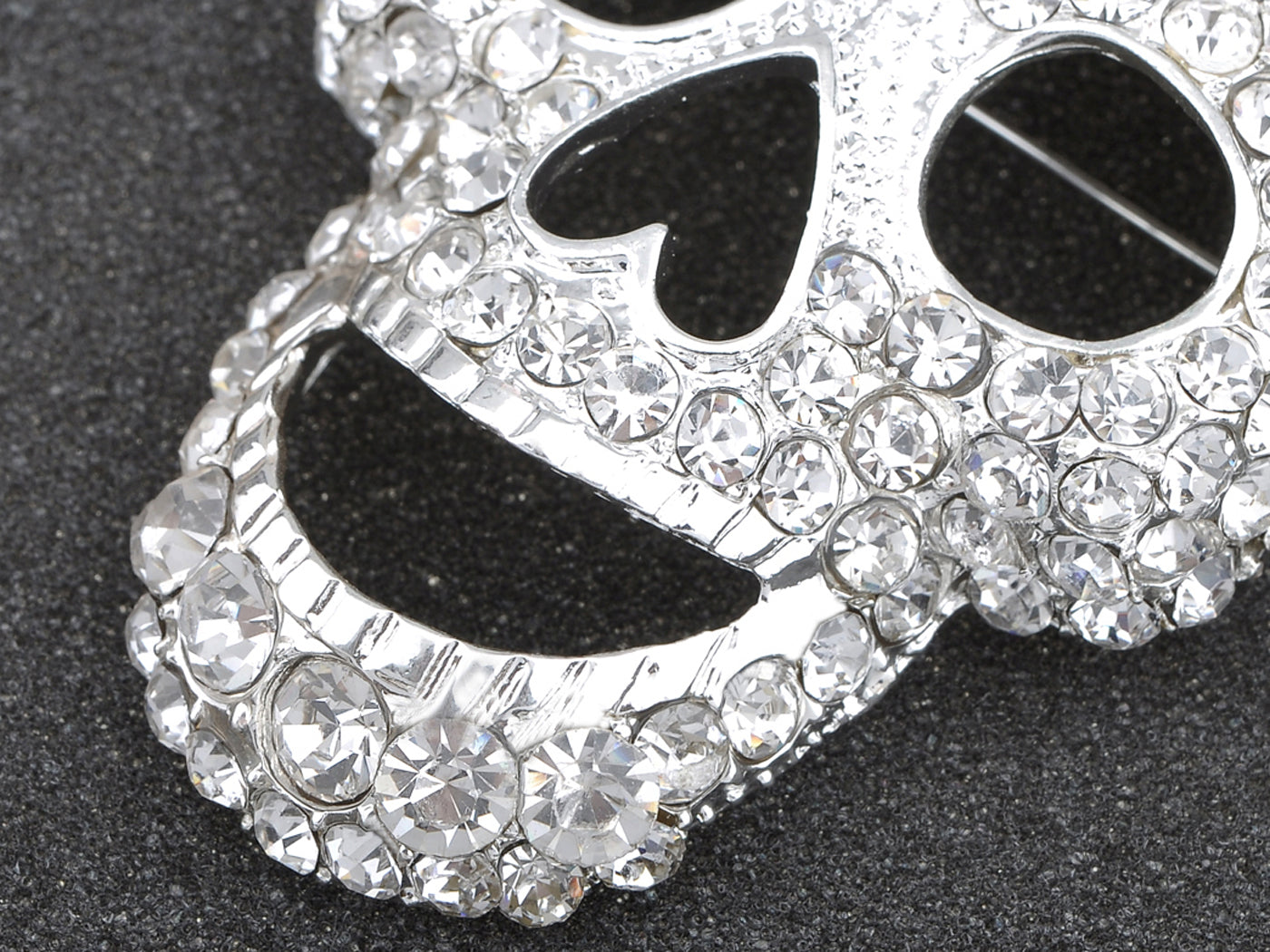 Gun Black Colored Big Skull Head Face Brooch Pin