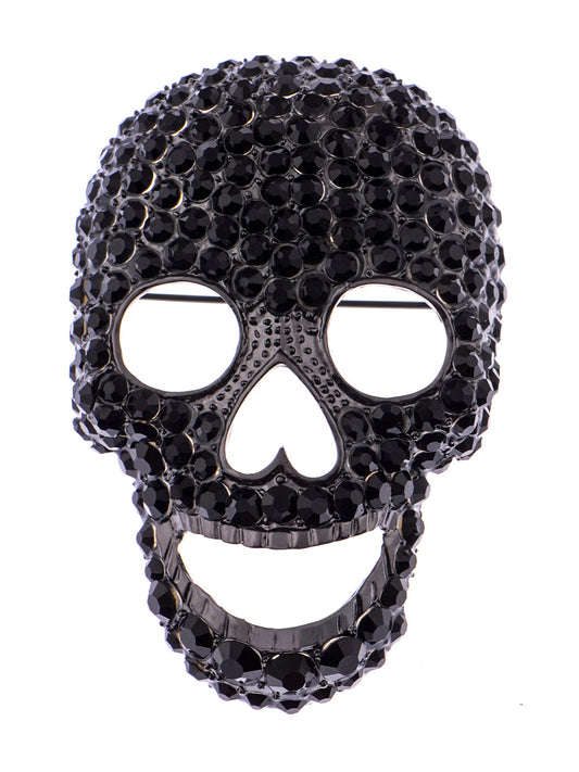 Gun Black Colored Big Skull Head Face Brooch Pin