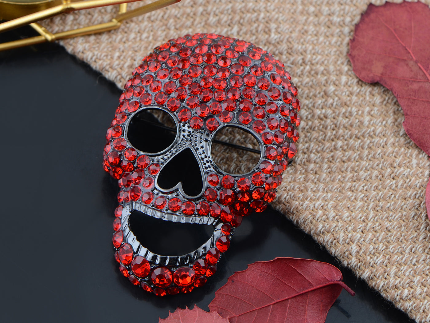 Gun Black Colored Big Skull Head Face Brooch Pin