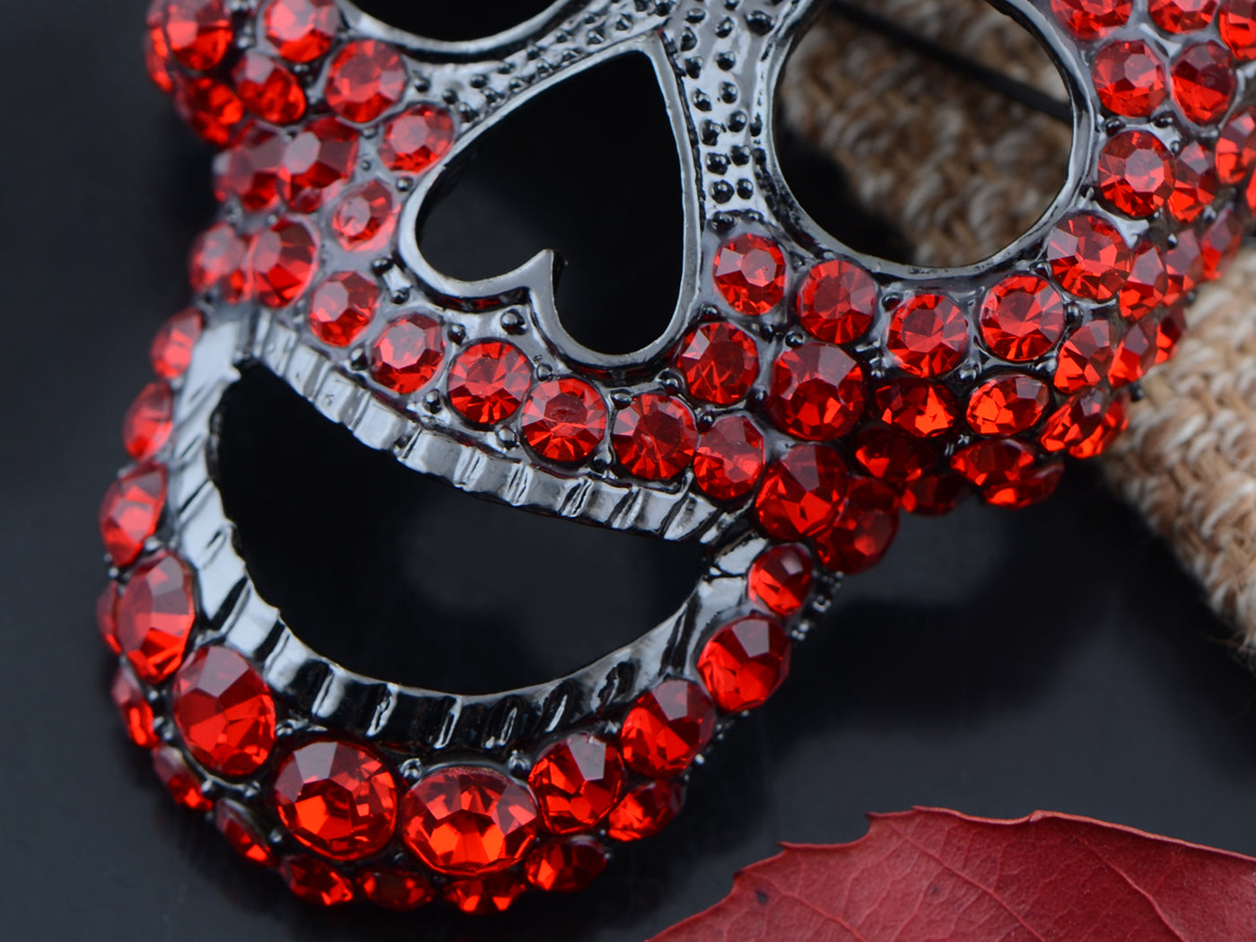 Gun Black Colored Big Skull Head Face Brooch Pin