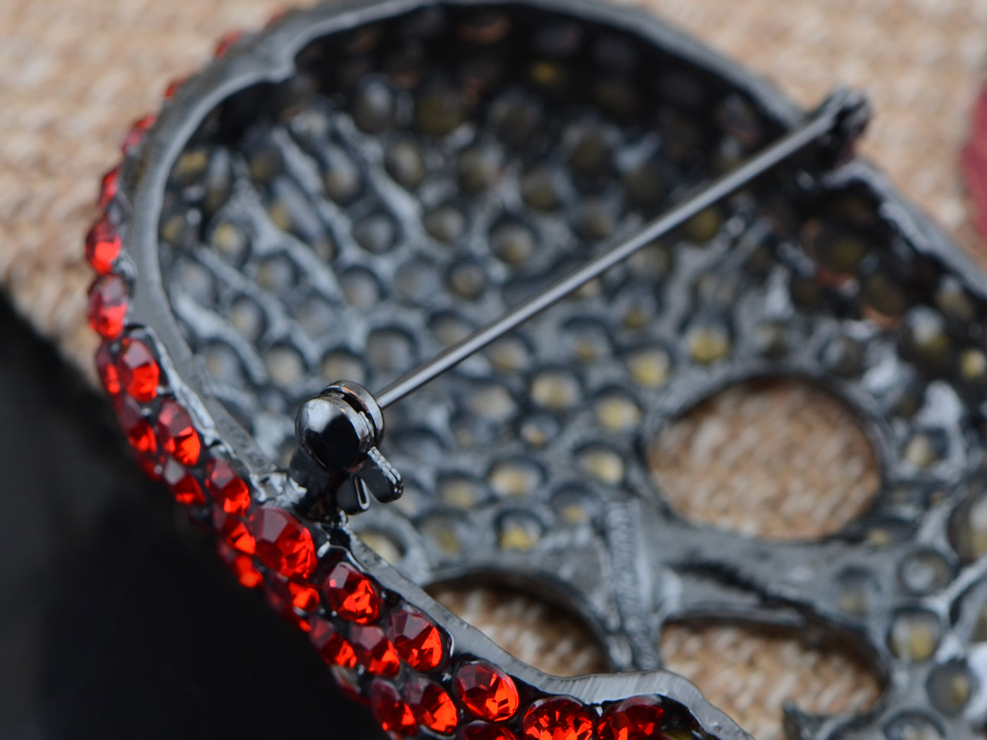 Gun Black Colored Big Skull Head Face Brooch Pin
