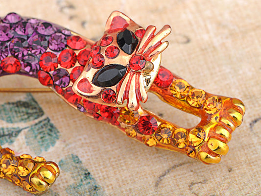 Multicolored Colorful Meow Cat Kitty Brooch Pin