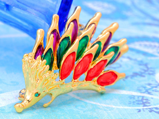 Rare Siam Amethyst Emerald Hedgehog Forest Pin Brooch