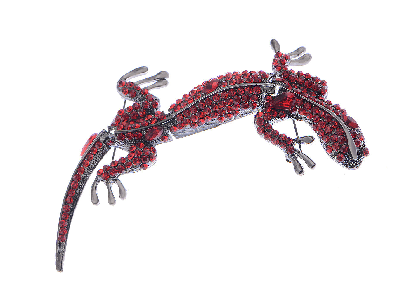 Gun Shine Ruby Lizard Gecko Animal Brooch Pin