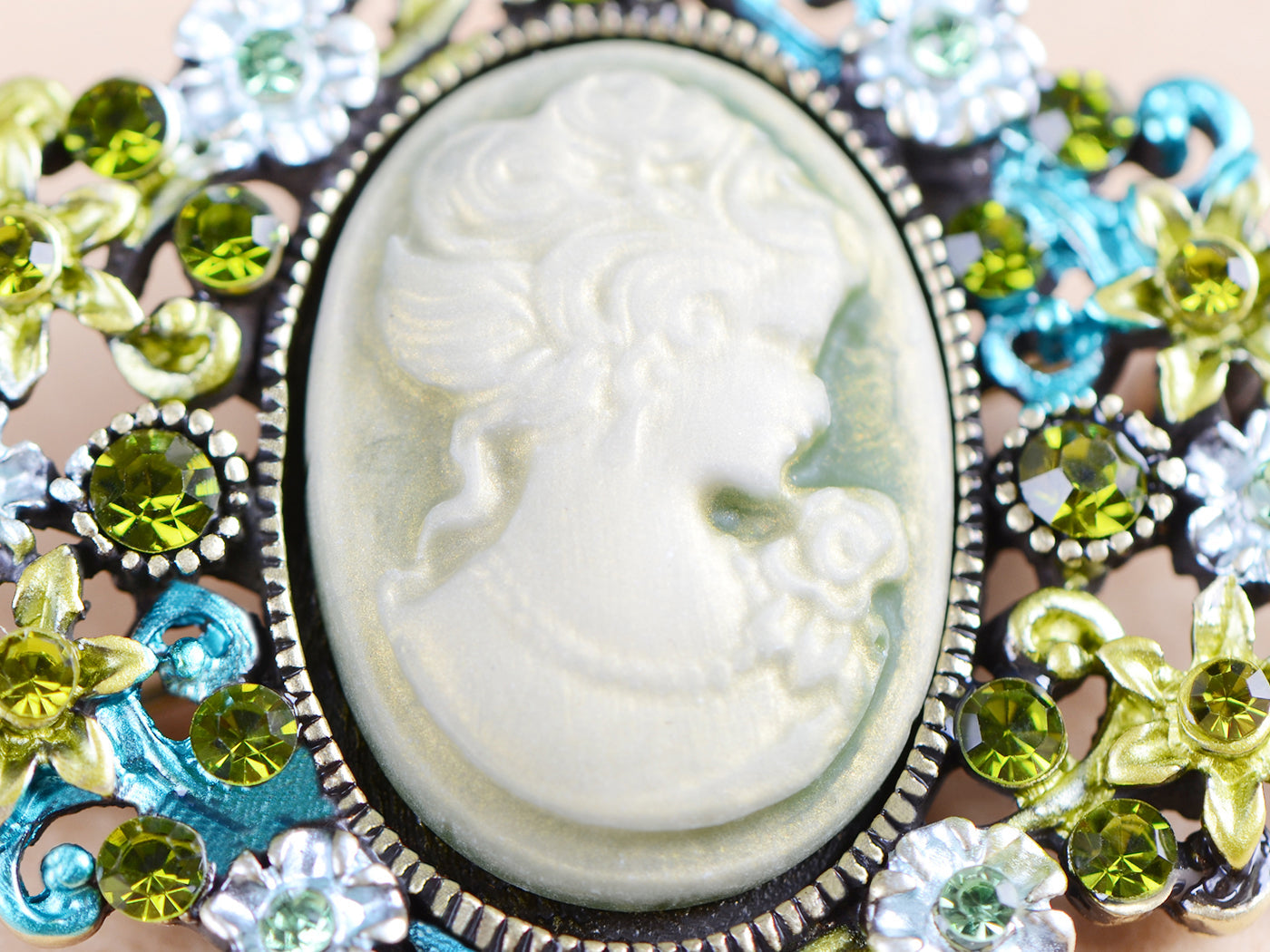 Diamond Shape Cameo Able Antique Brooch Pin