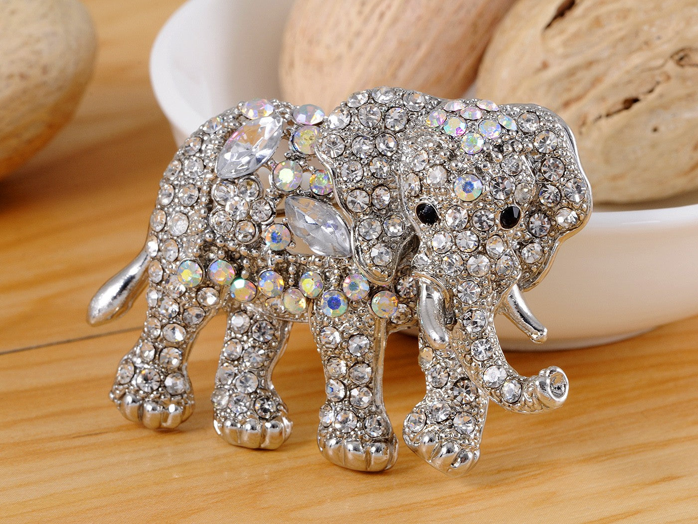 Indian African King Elephant Animal Kingdom Silver Brooch Pin