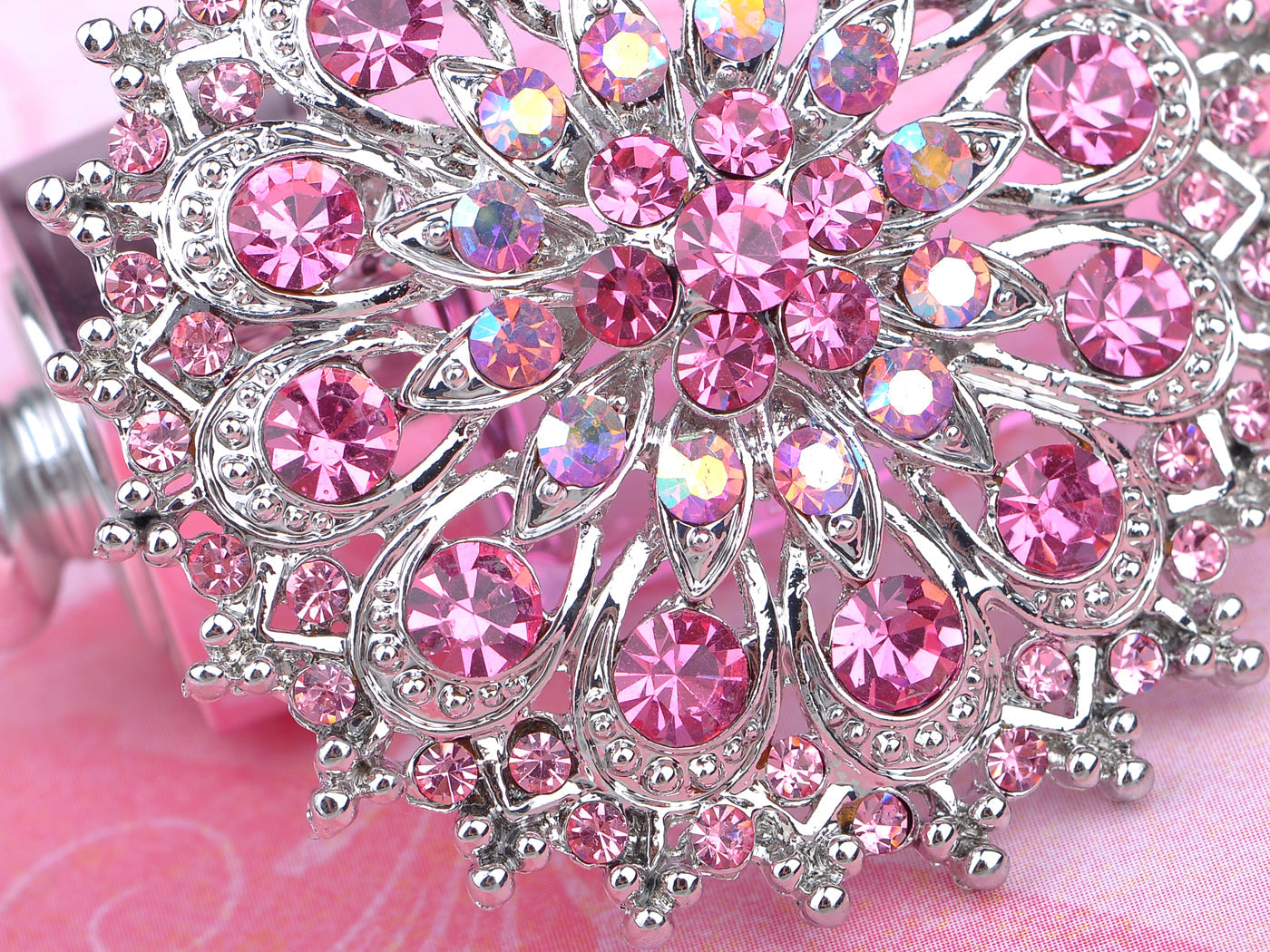 Pink Rose Royal Princess Crest Floral Wreath Bouquet Wedding Brooch Pin