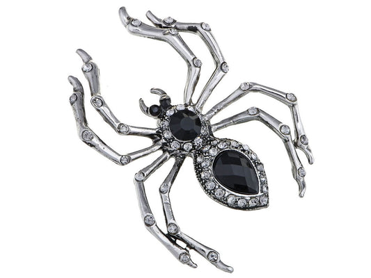 Pirate Gun Black Jeweled Spider Insect Pin Brooch