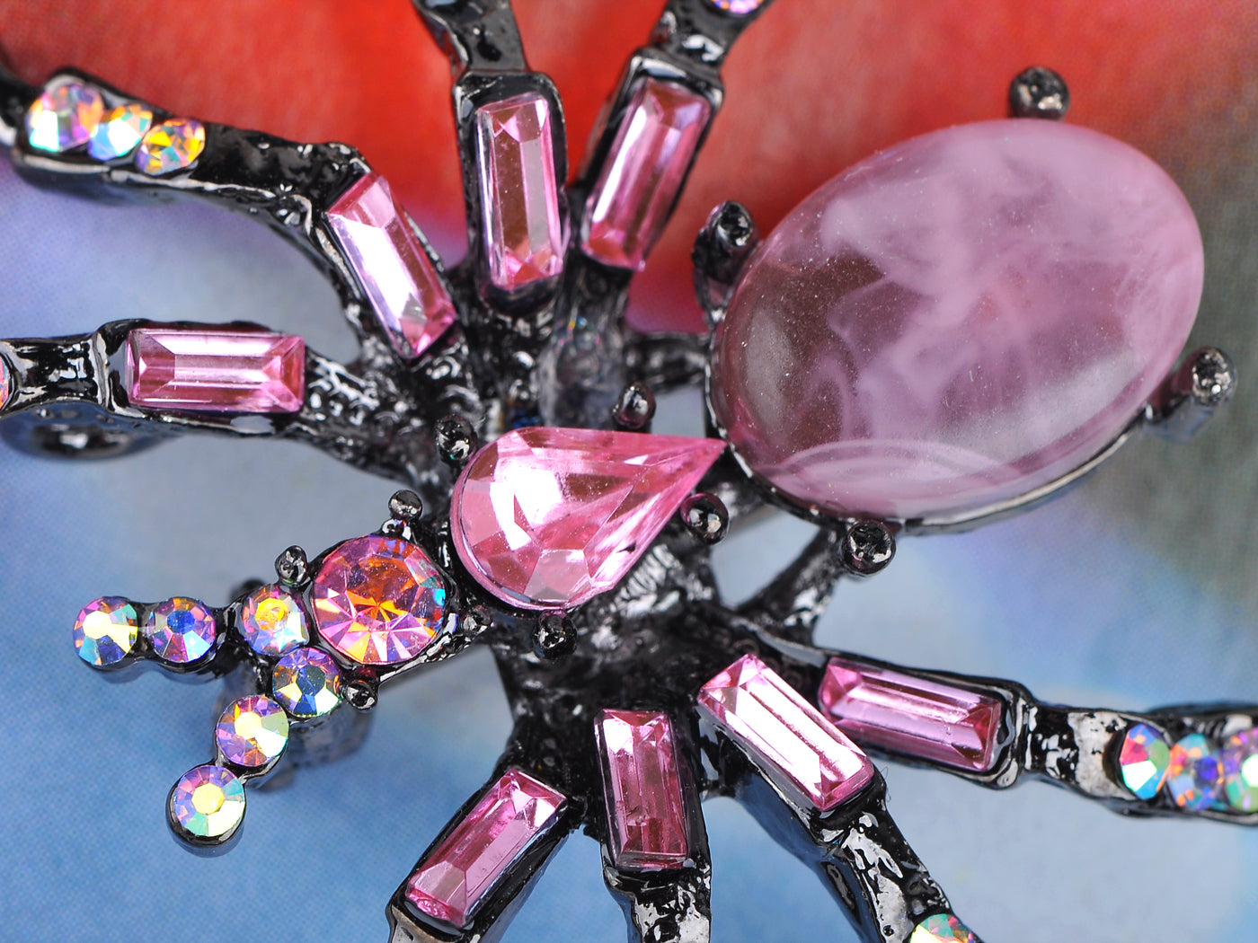 Pirate Gun Black Jeweled Spider Insect Pin Brooch