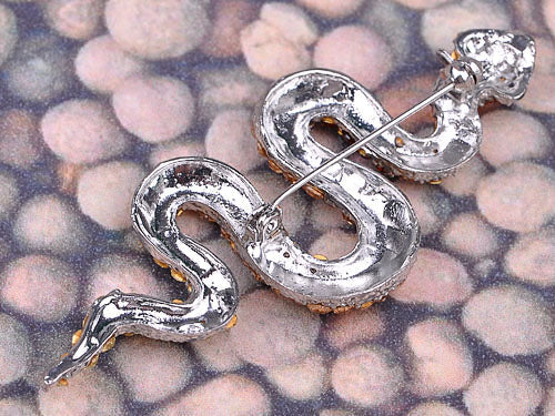 Silver Ombre Topaz Colored Slithering Jungle Snake Animal Brooch Pin