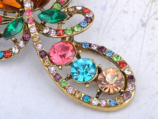 Multicolored Rainbow Butterfly Loop Brooch Pin