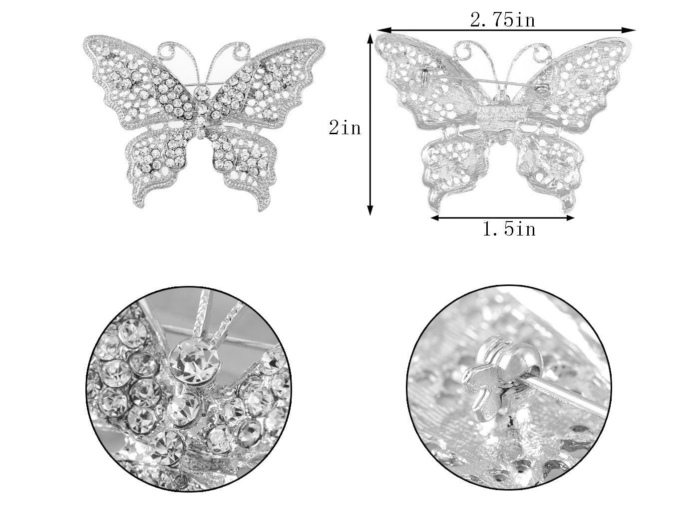 Filigree Butterfly Brooch Pin