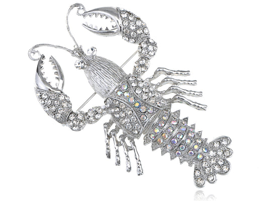 Nautical Ocean Animal Lobster Crawfish With Movable Tail Novelty Sea Fish Novelty Brooch Pin