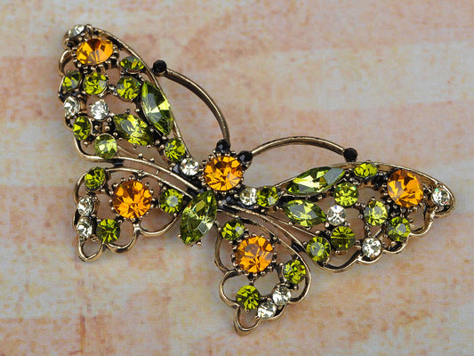 Peridot Long Winged Butterfly Bug Pin Brooch