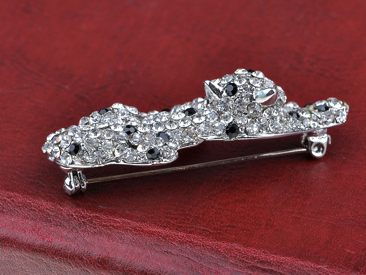 Silver Panther Leopard Lapel Brooch Pin