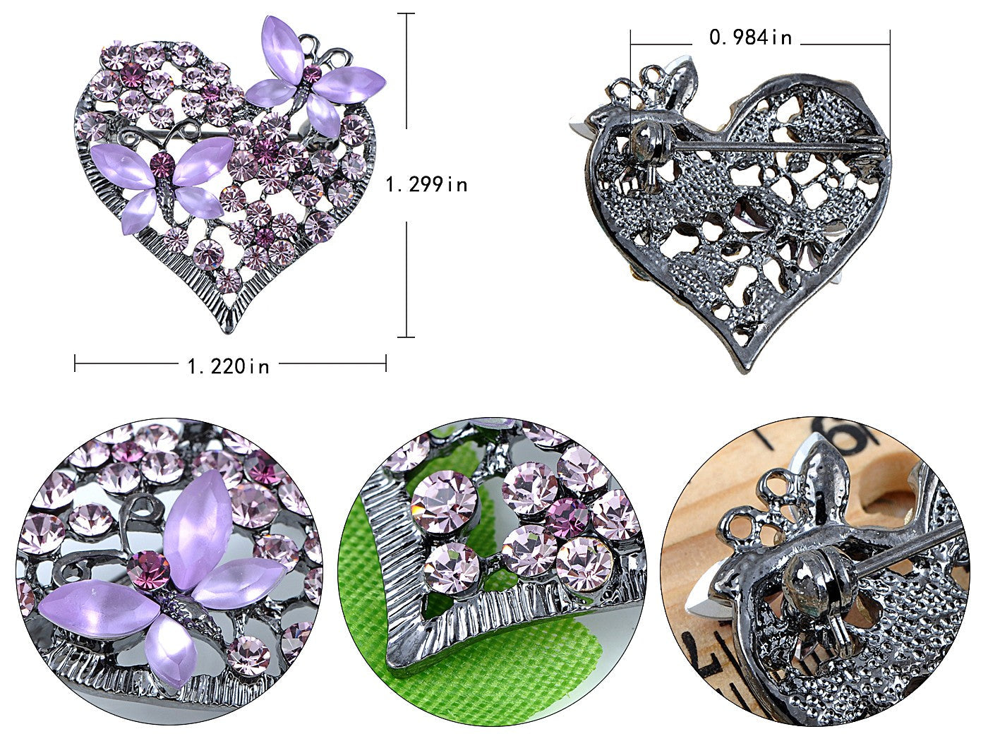 Floral Insect Butterfly Love Flower Heart Brooch Pin