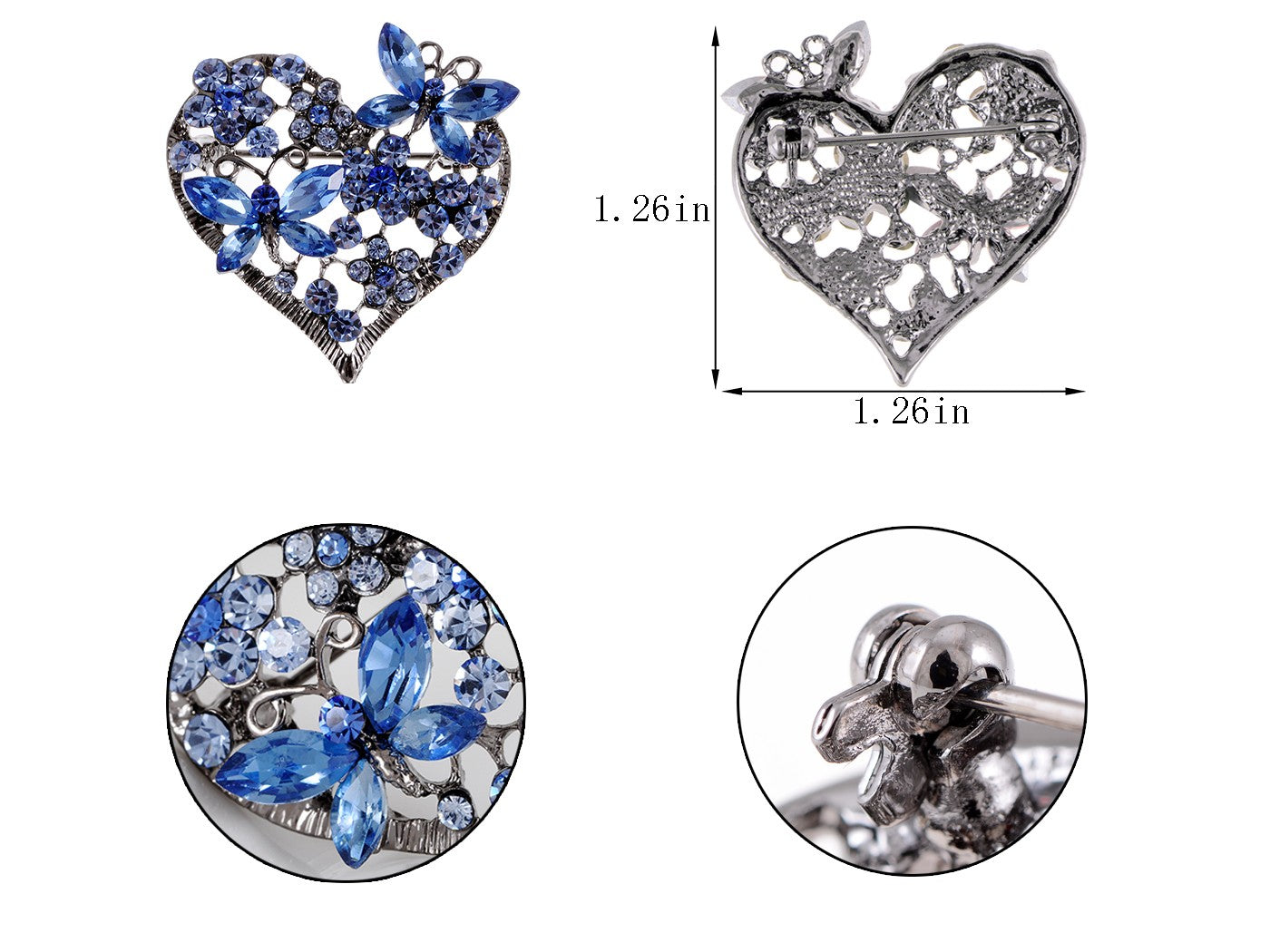 Floral Insect Butterfly Love Flower Heart Brooch Pin