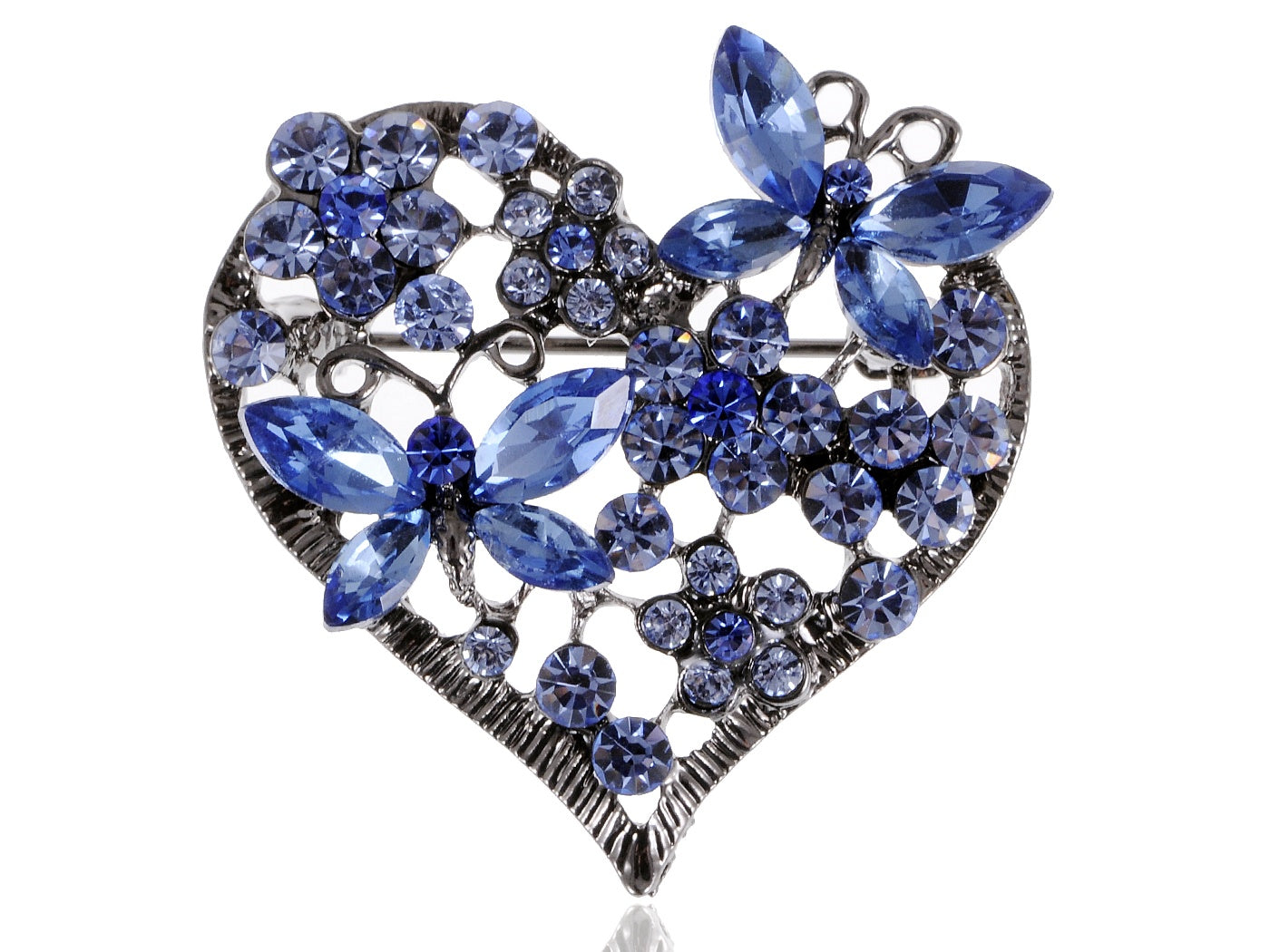 Floral Insect Butterfly Love Flower Heart Brooch Pin