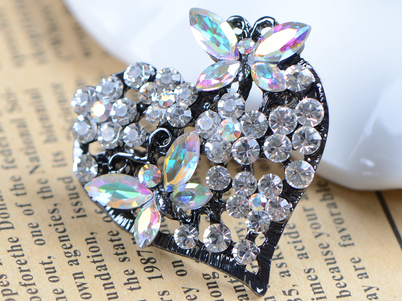 Floral Insect Butterfly Love Flower Heart Brooch Pin
