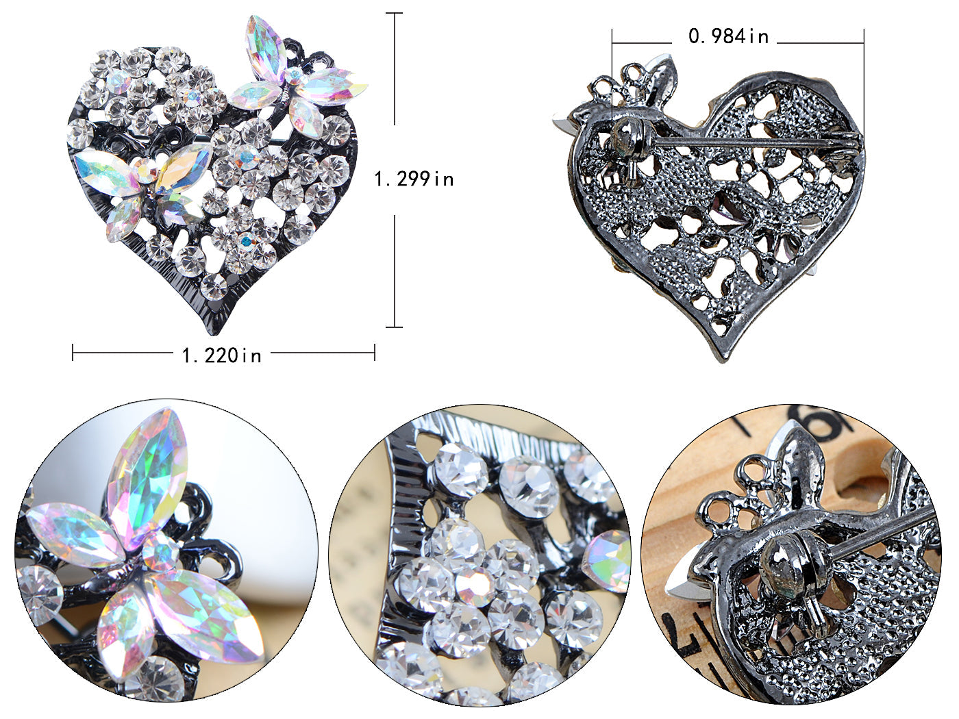 Floral Insect Butterfly Love Flower Heart Brooch Pin