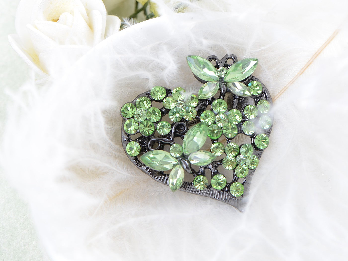 Floral Insect Butterfly Love Flower Heart Brooch Pin