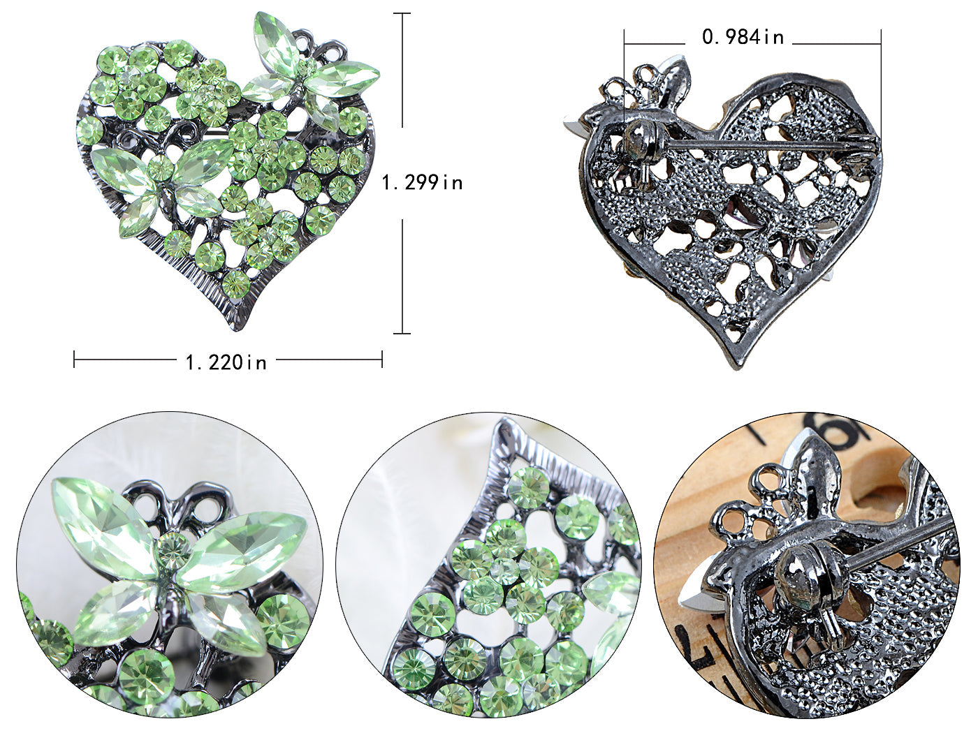 Floral Insect Butterfly Love Flower Heart Brooch Pin